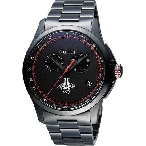 gucci men's stainless steel black chrono watch|gucci watch g chrono.